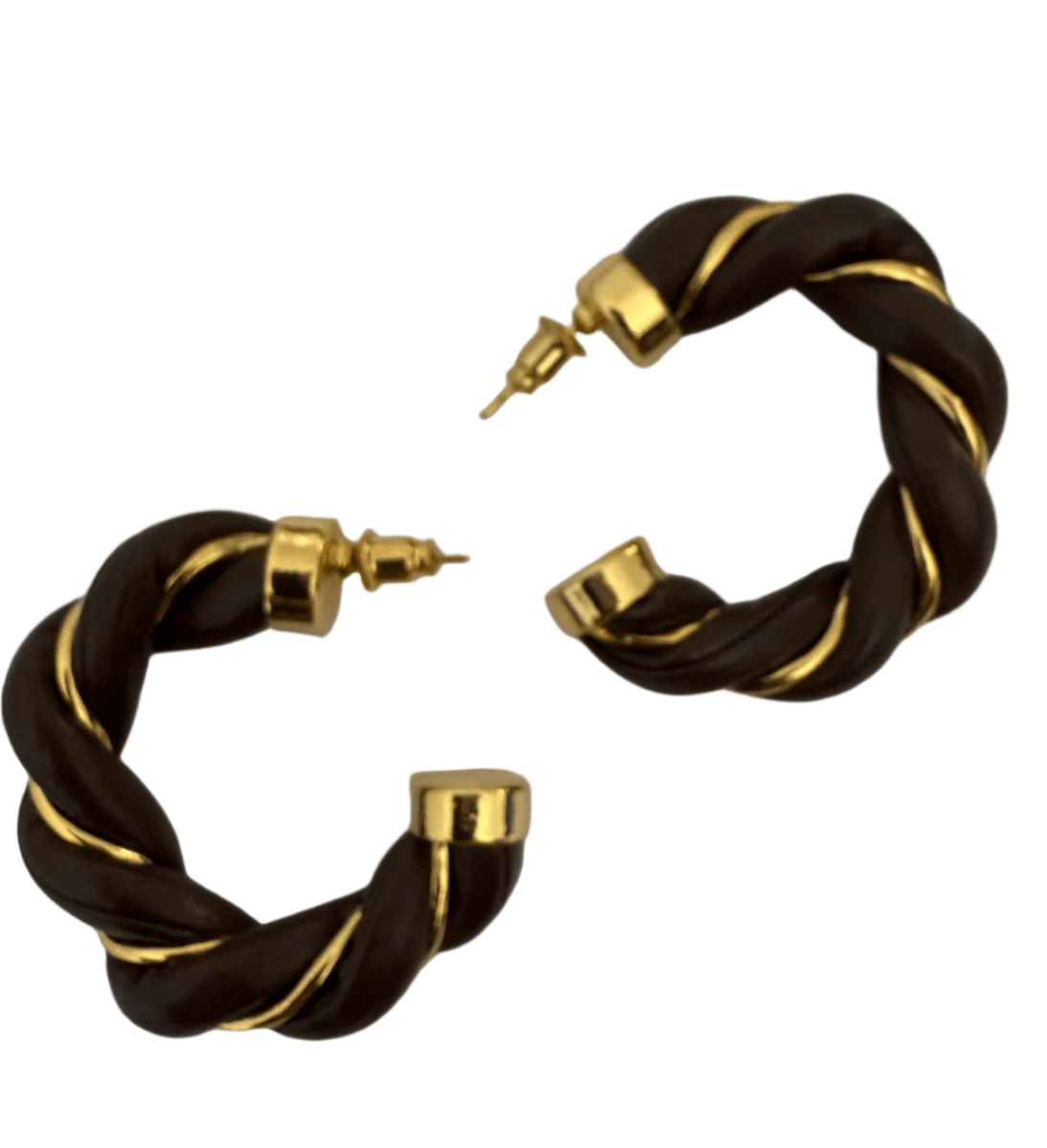1975 Collection - Leather & Gold Hoops - 1975 Collection