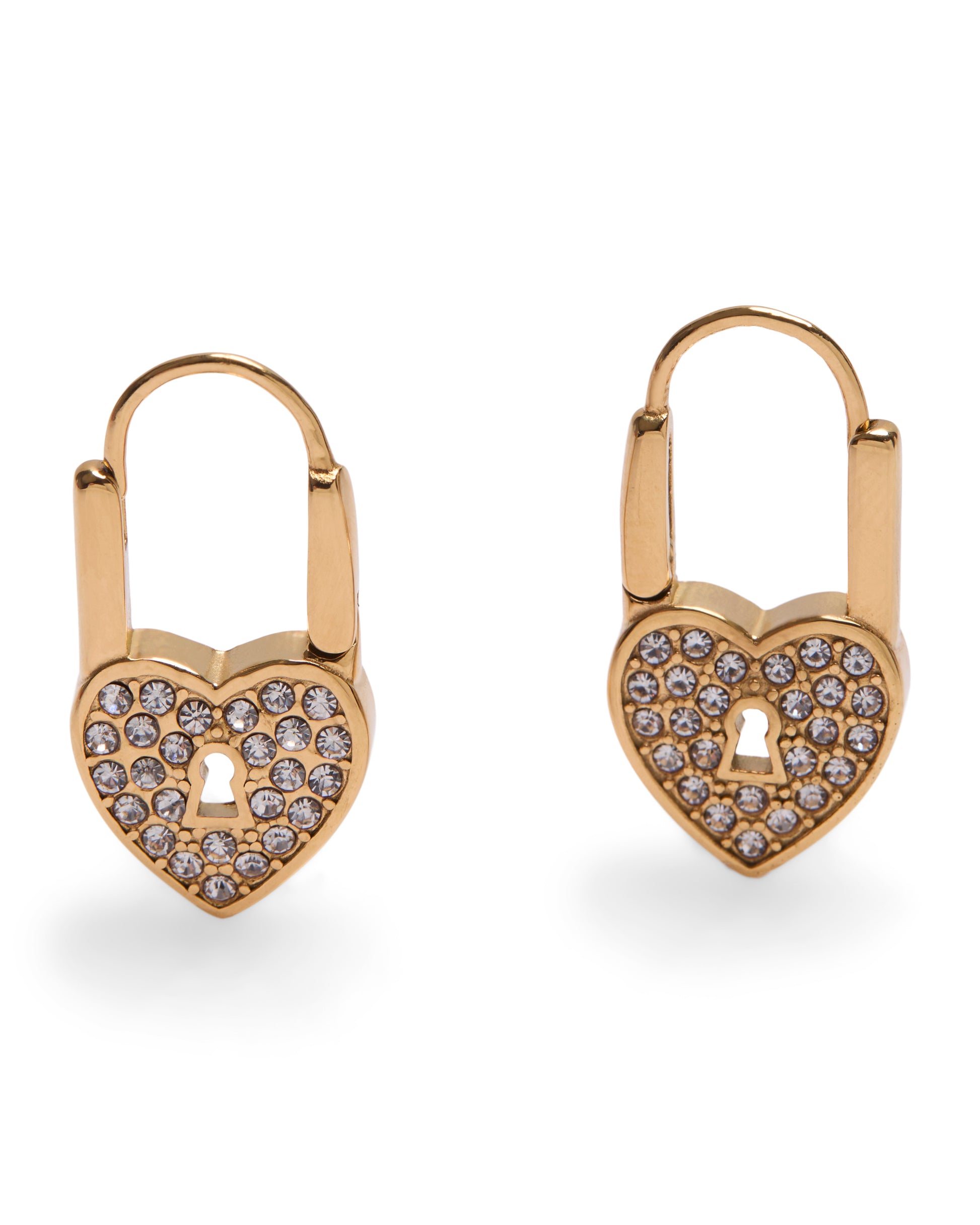 1975 Collection Pavé Heart Lock Earrings