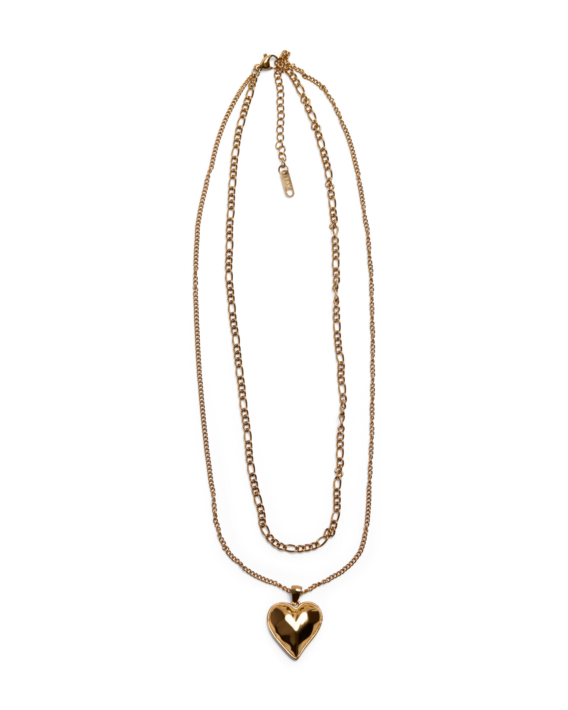1975 Collection Double Chain Puffy Heart Necklace