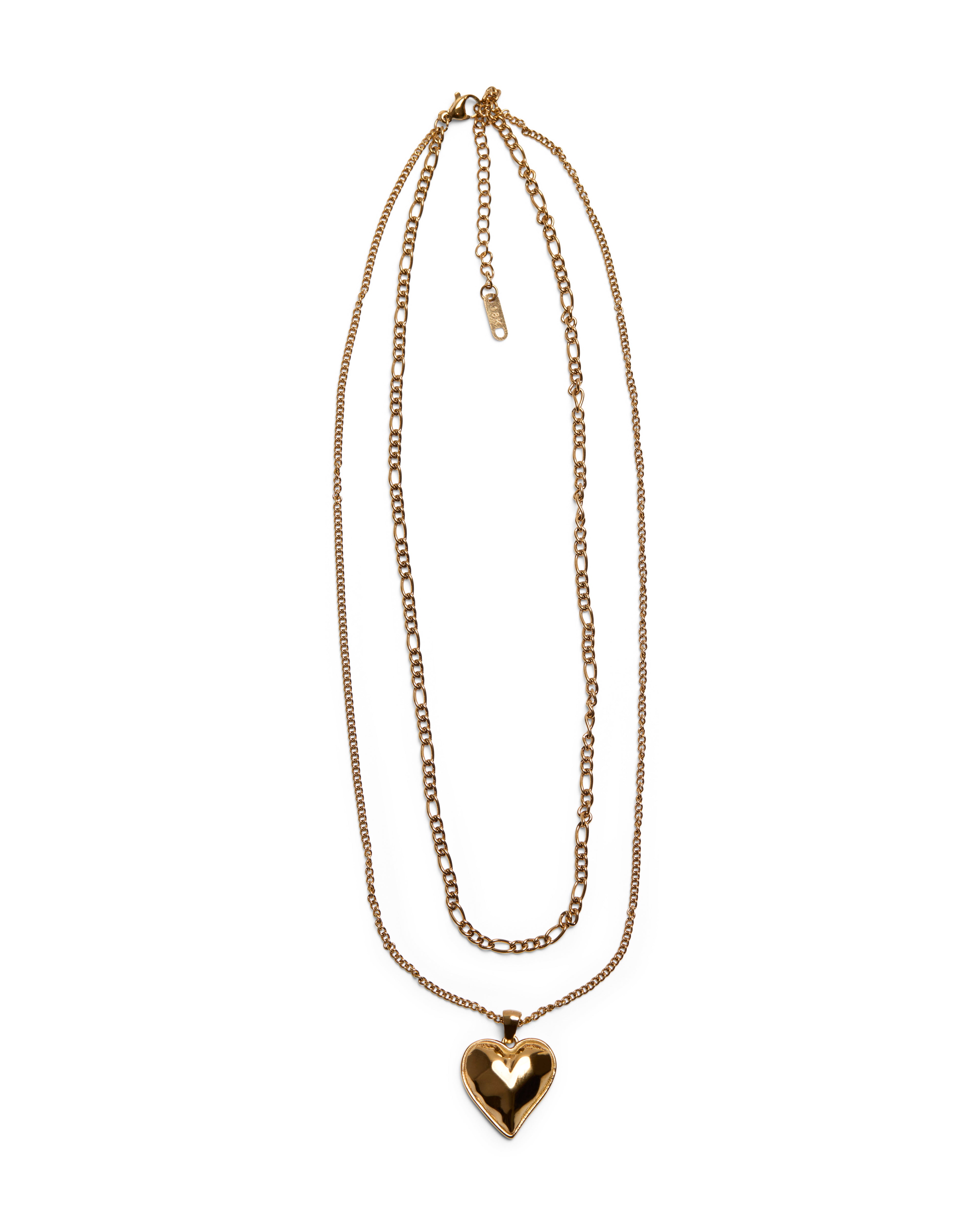 1975 Collection Double Chain Puffy Heart Necklace