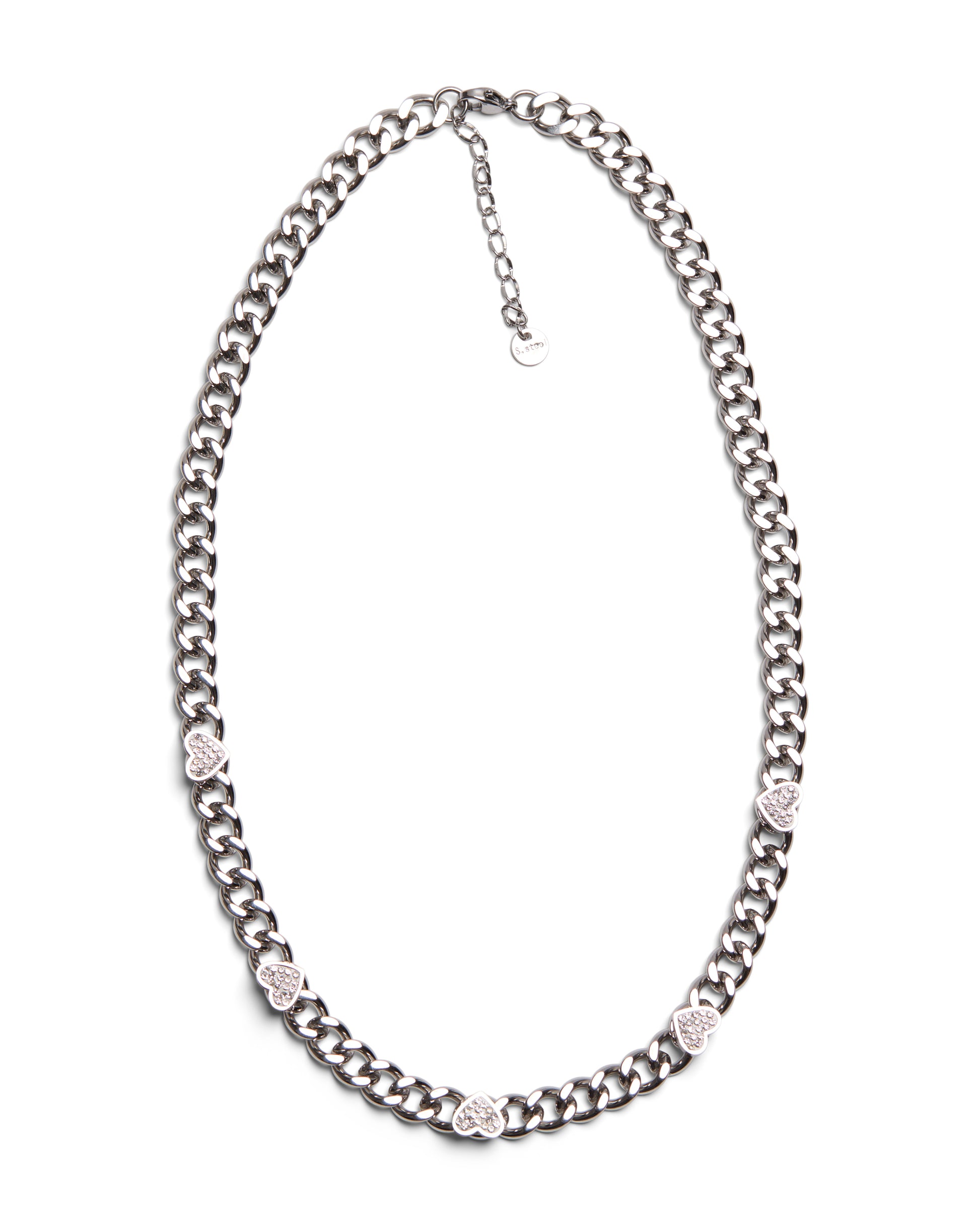 1975 Collection Heart Charm Necklace with Cuban Link