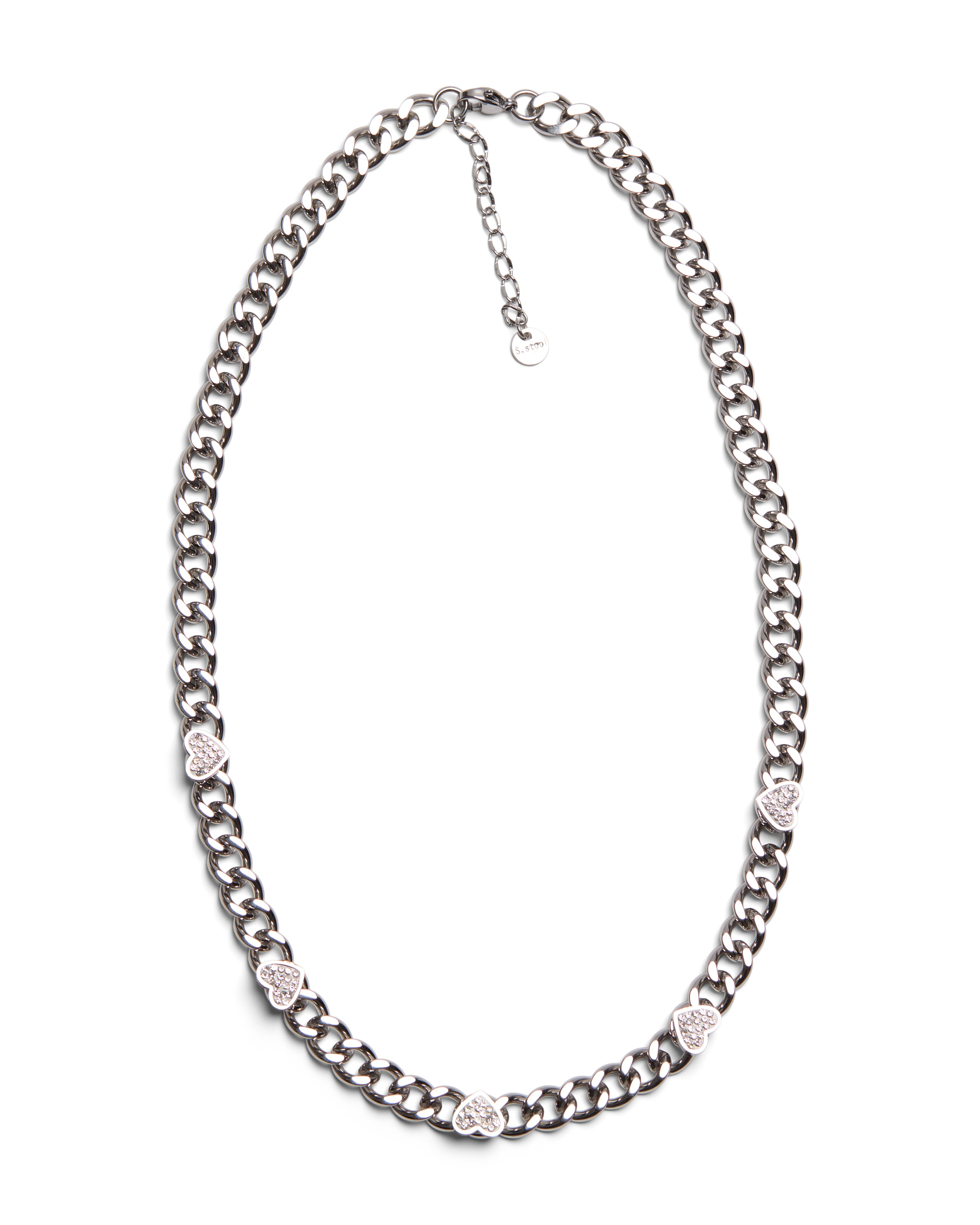 1975 Collection Heart Charm Necklace with Cuban Link