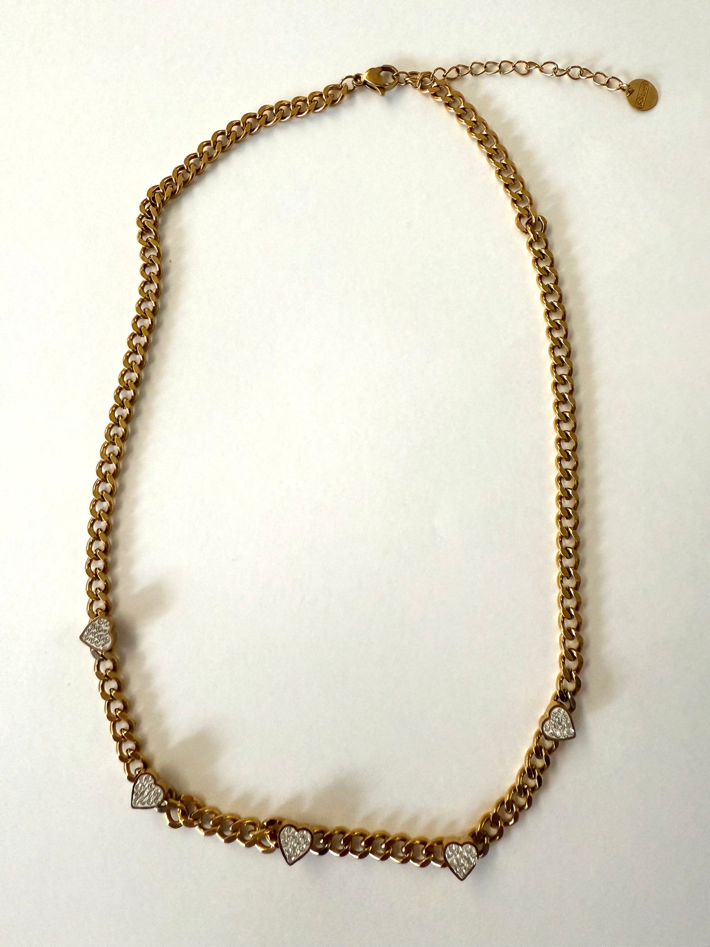 1975 Collection Heart Charm Necklace with Cuban Link