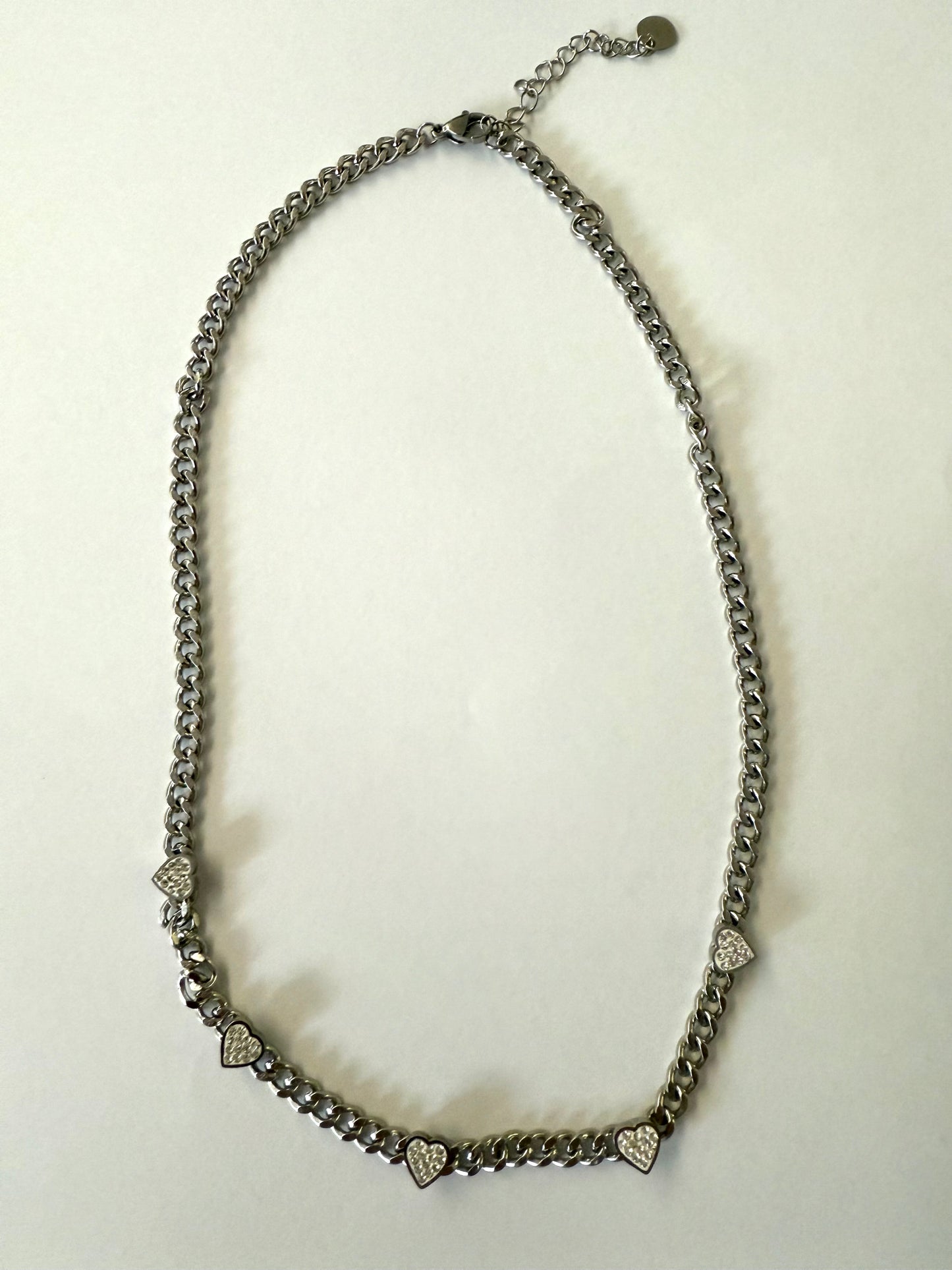 1975 Collection Heart Charm Necklace with Cuban Link