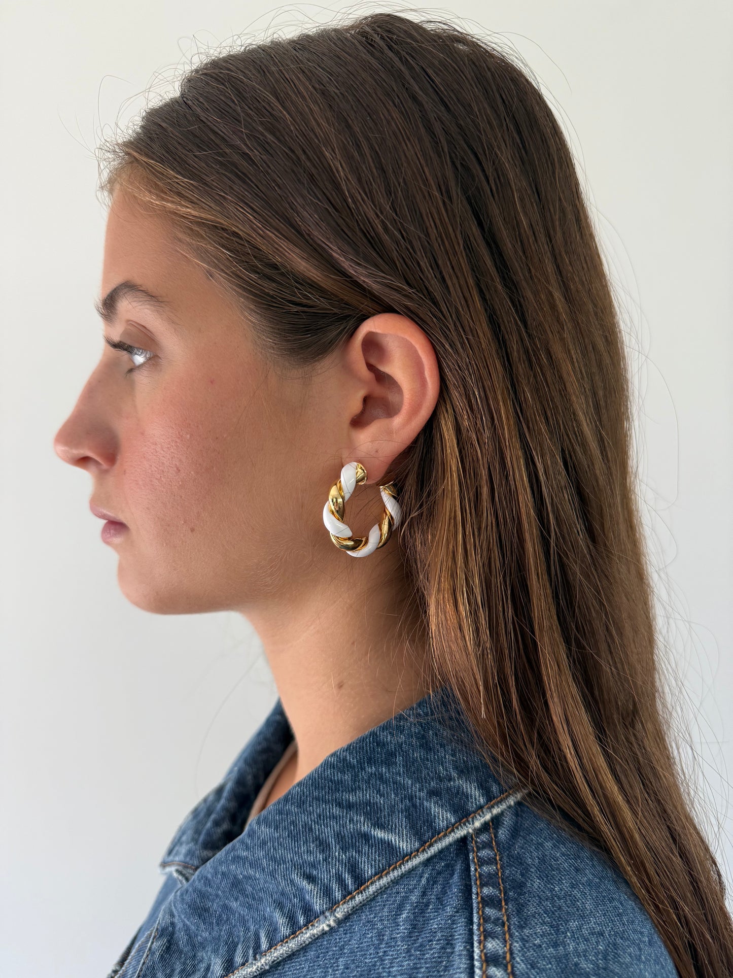 1975 Collection Enamel & Gold Twist Hoops