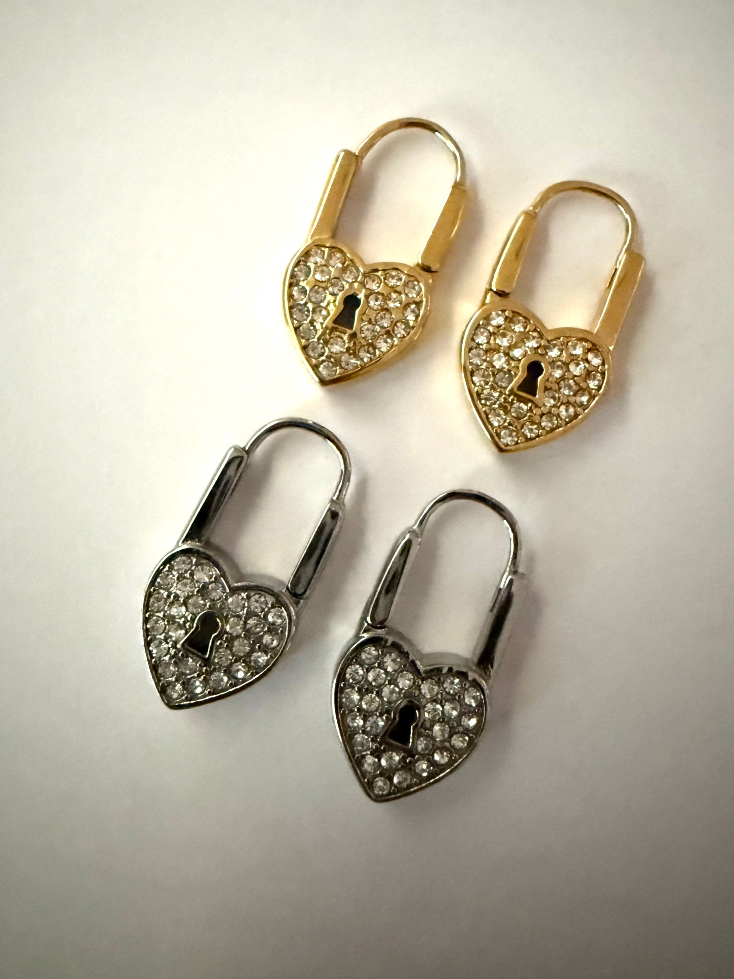 1975 Collection Pavé Heart Lock Earrings