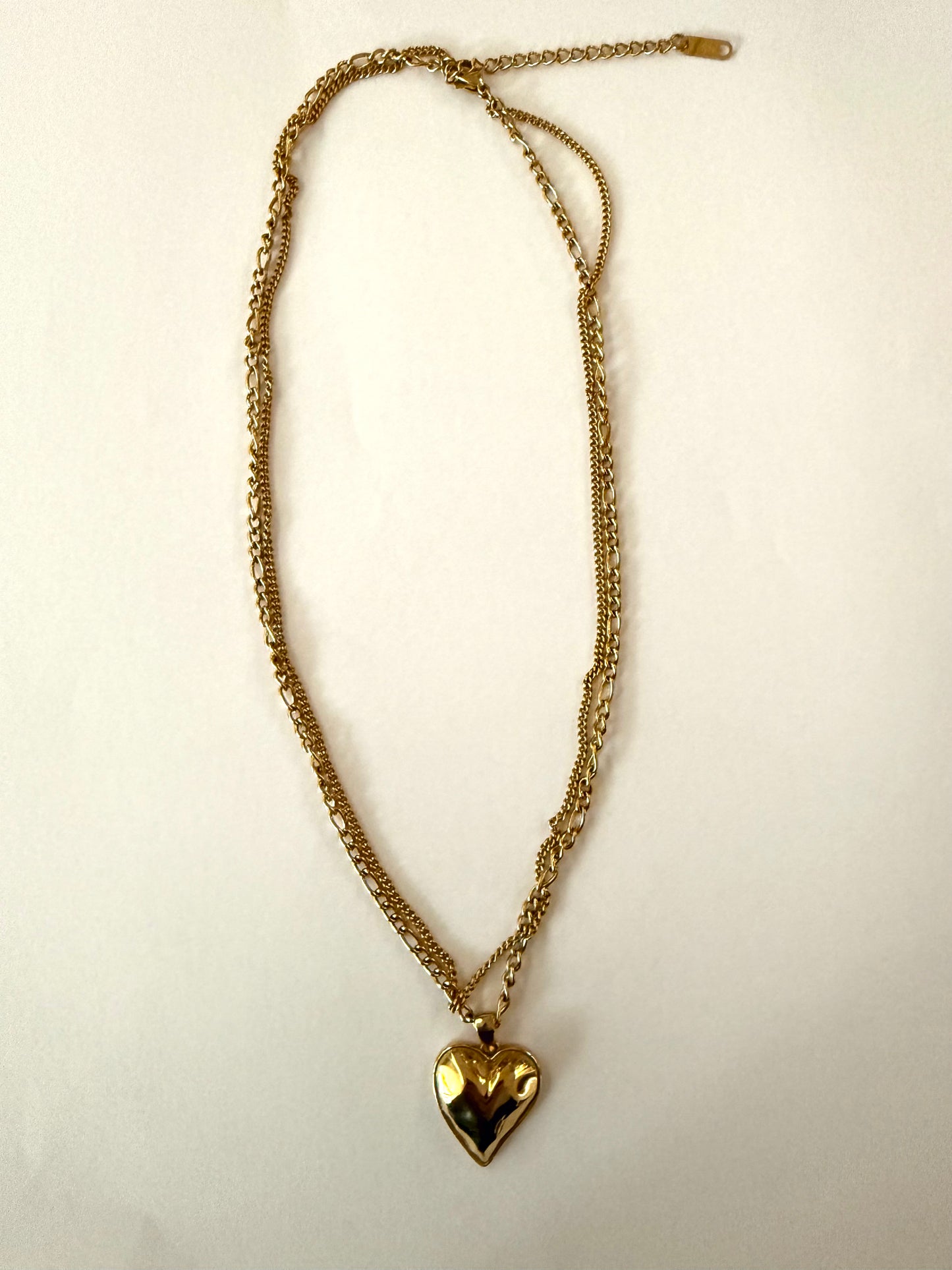 1975 Collection Double Chain Puffy Heart Necklace