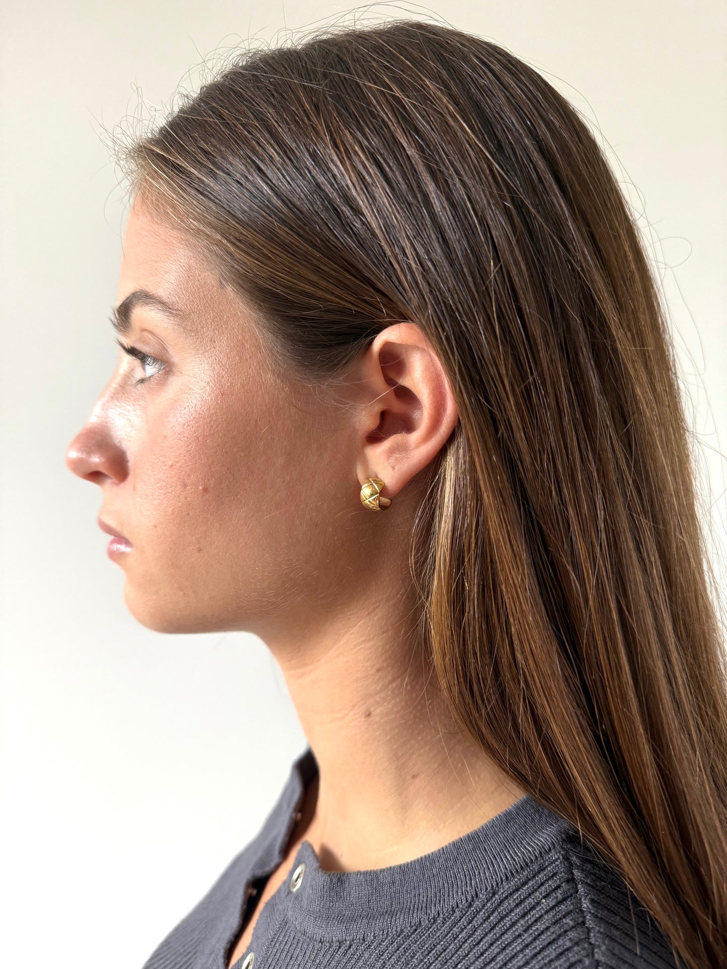 1975 Collection Mini Quilted Huggie Studs
