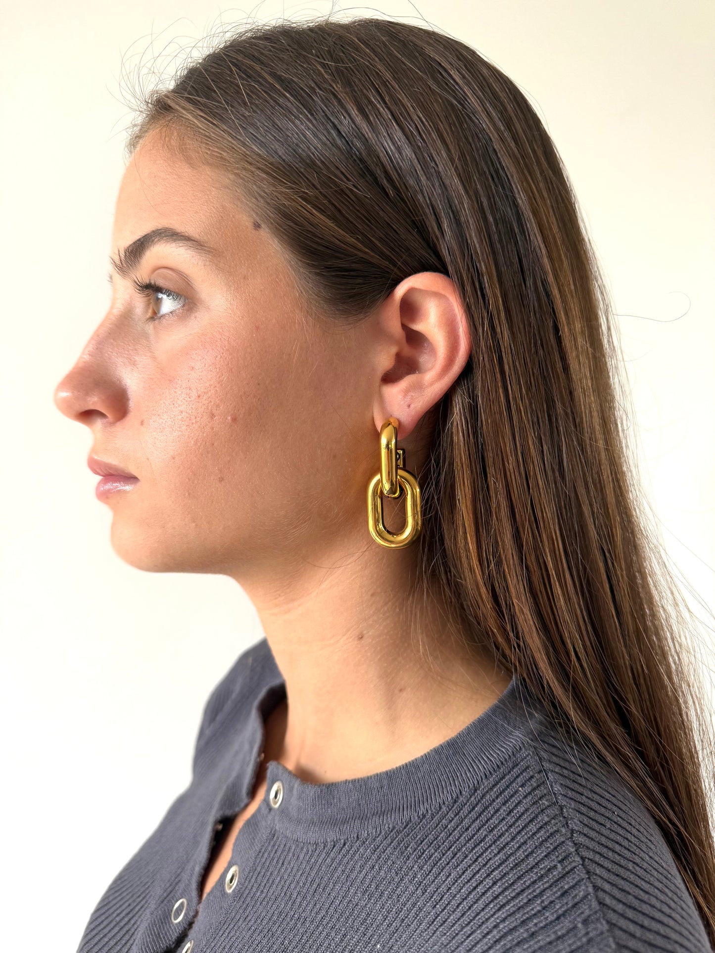 1975 Collection Gold Chunky Chain-Link Earrings