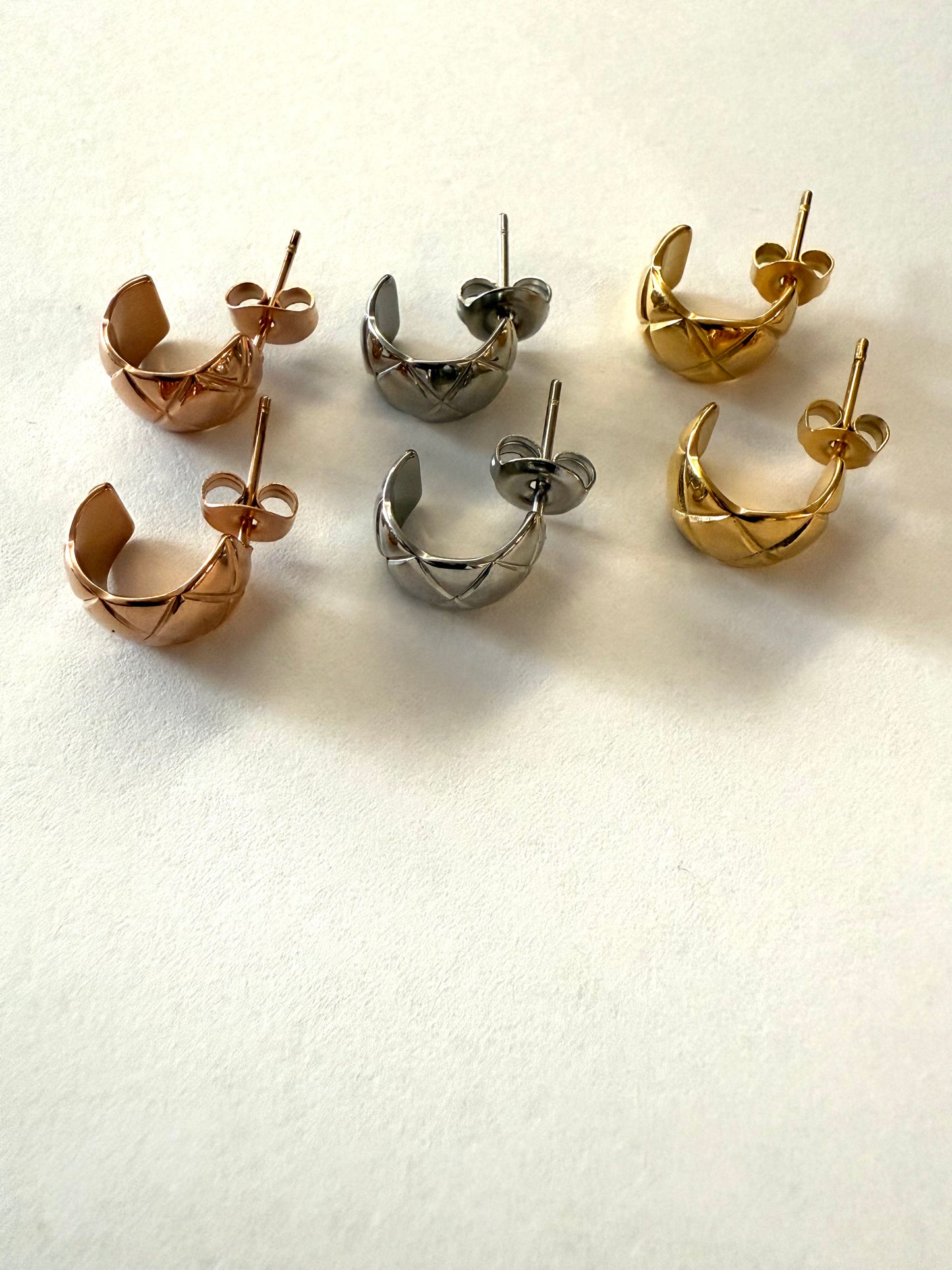 1975 Collection Mini Quilted Huggie Studs