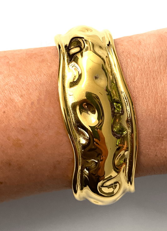 1975 Collection Bold Gold Hammered Cuff - 1975 Collection