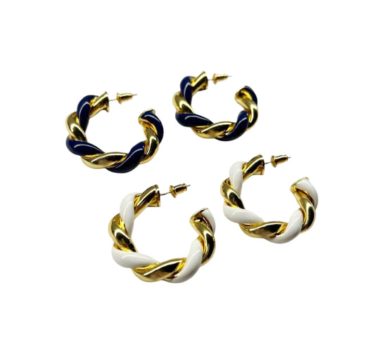 1975 Collection Enamel & Gold Twist Hoops - 1975 Collection