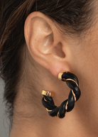 1975 Collection Leather & Gold Twist Hoops - 1975 Collection
