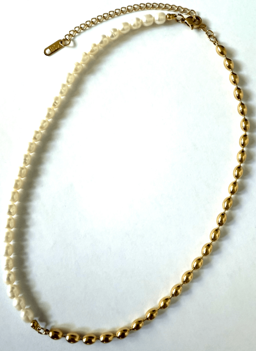 1975 Collection Pearl & Gold Bead Necklace - 1975 Collection