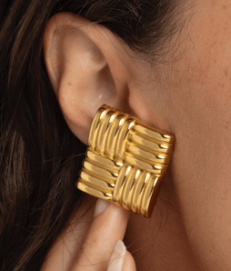 1975 Collection Waffle Square Earrings - 1975 Collection