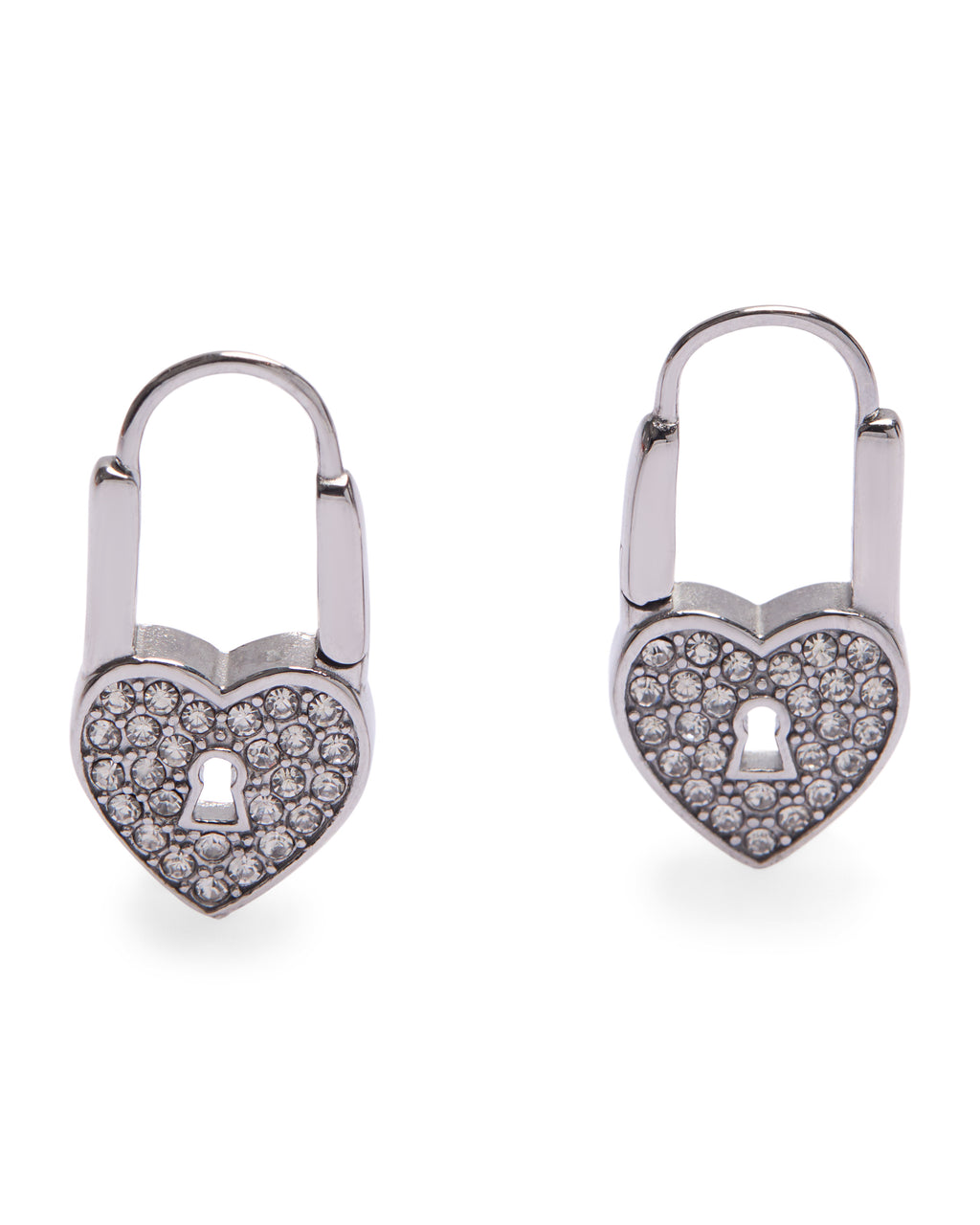 1975 Collection Pavé Heart Lock Earrings