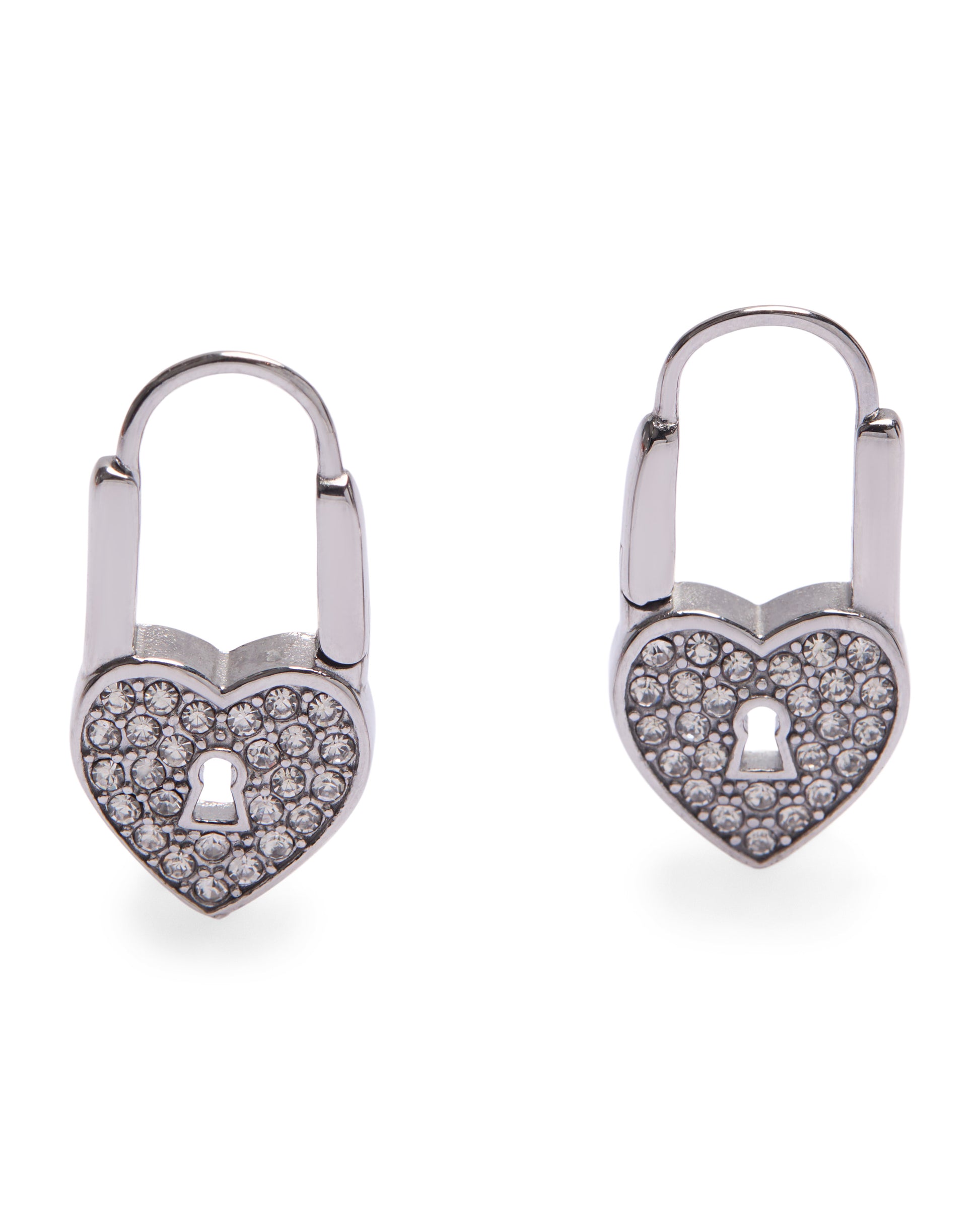 1975 Collection Pavé Heart Lock Earrings