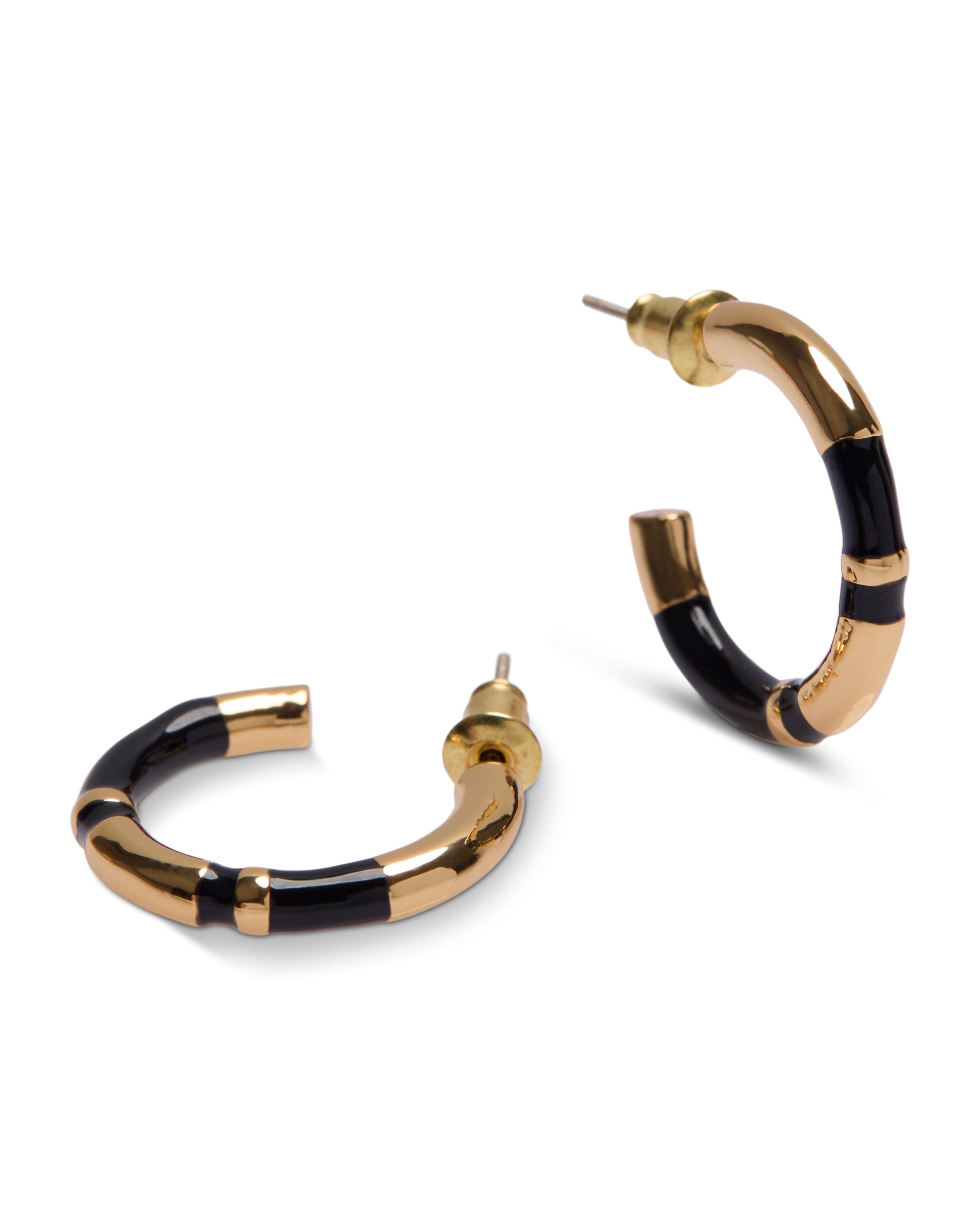 1975 Collection Small Enamel & Gold Hoops - White, Black & Green