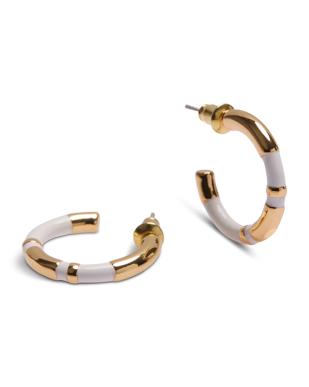 1975 Collection Small Enamel & Gold Hoops - White, Black & Green