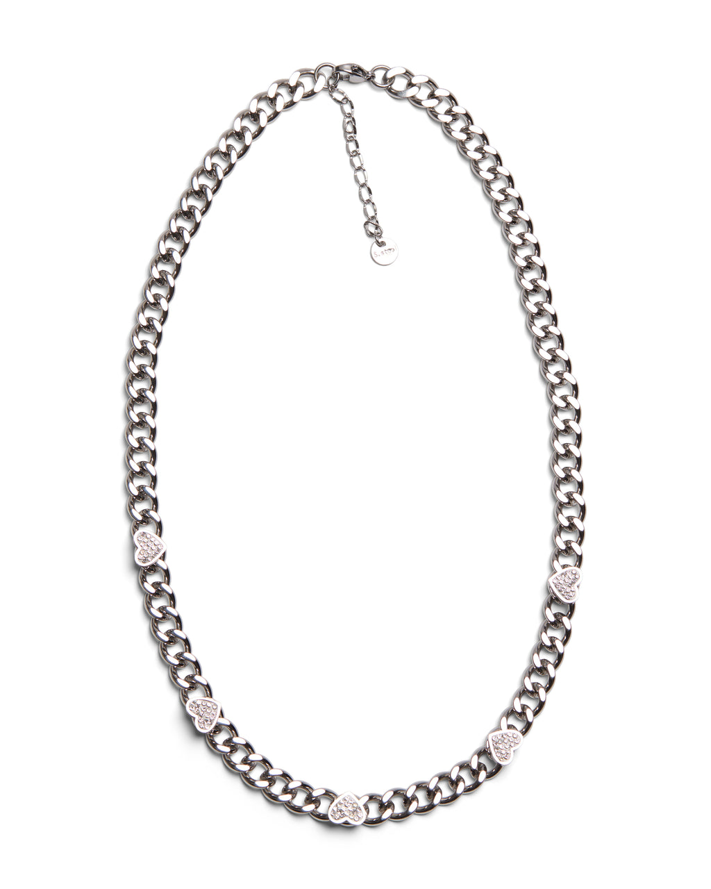 1975 Collection Heart Charm Necklace with Cuban Link