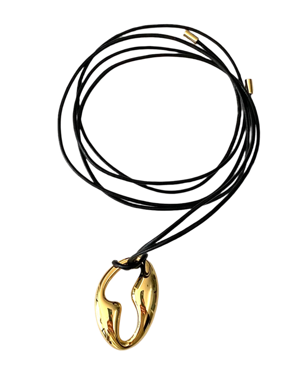 1975 Collection Gold Pendant on Black Silk Cord Necklace