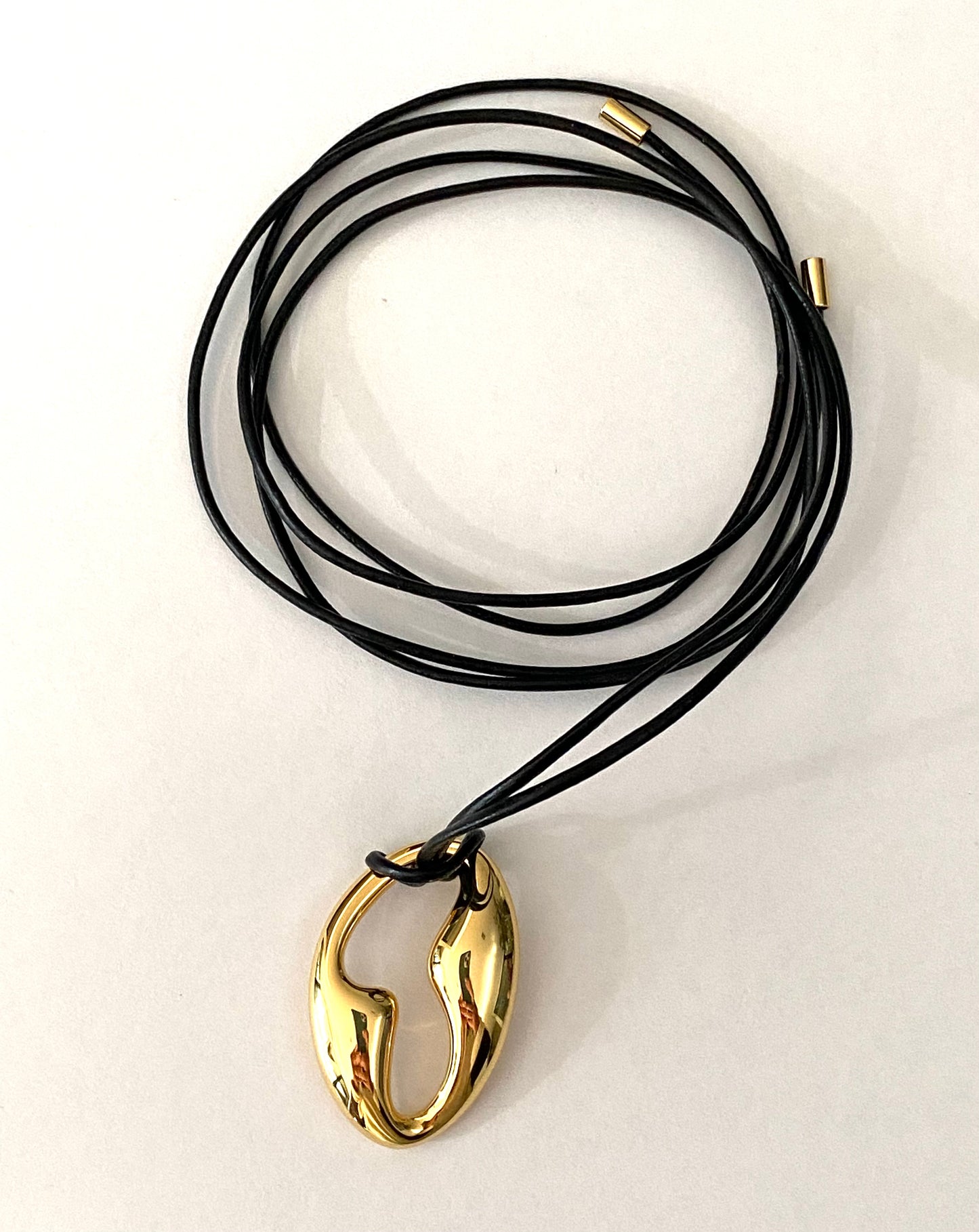 1975 Collection Gold Pendant on Black Silk Cord Necklace