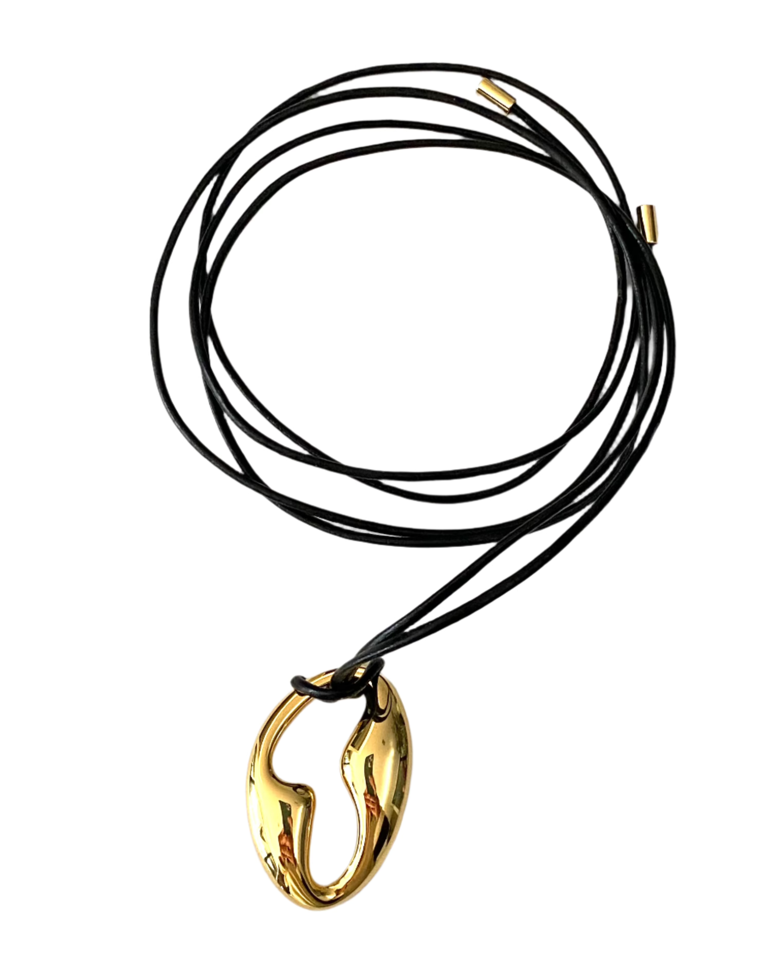 1975 Collection Gold Pendant on Black Silk Cord Necklace