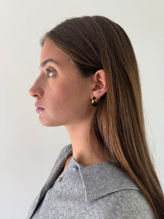 1975 Collection Enamel & Gold Small Hoop Earrings