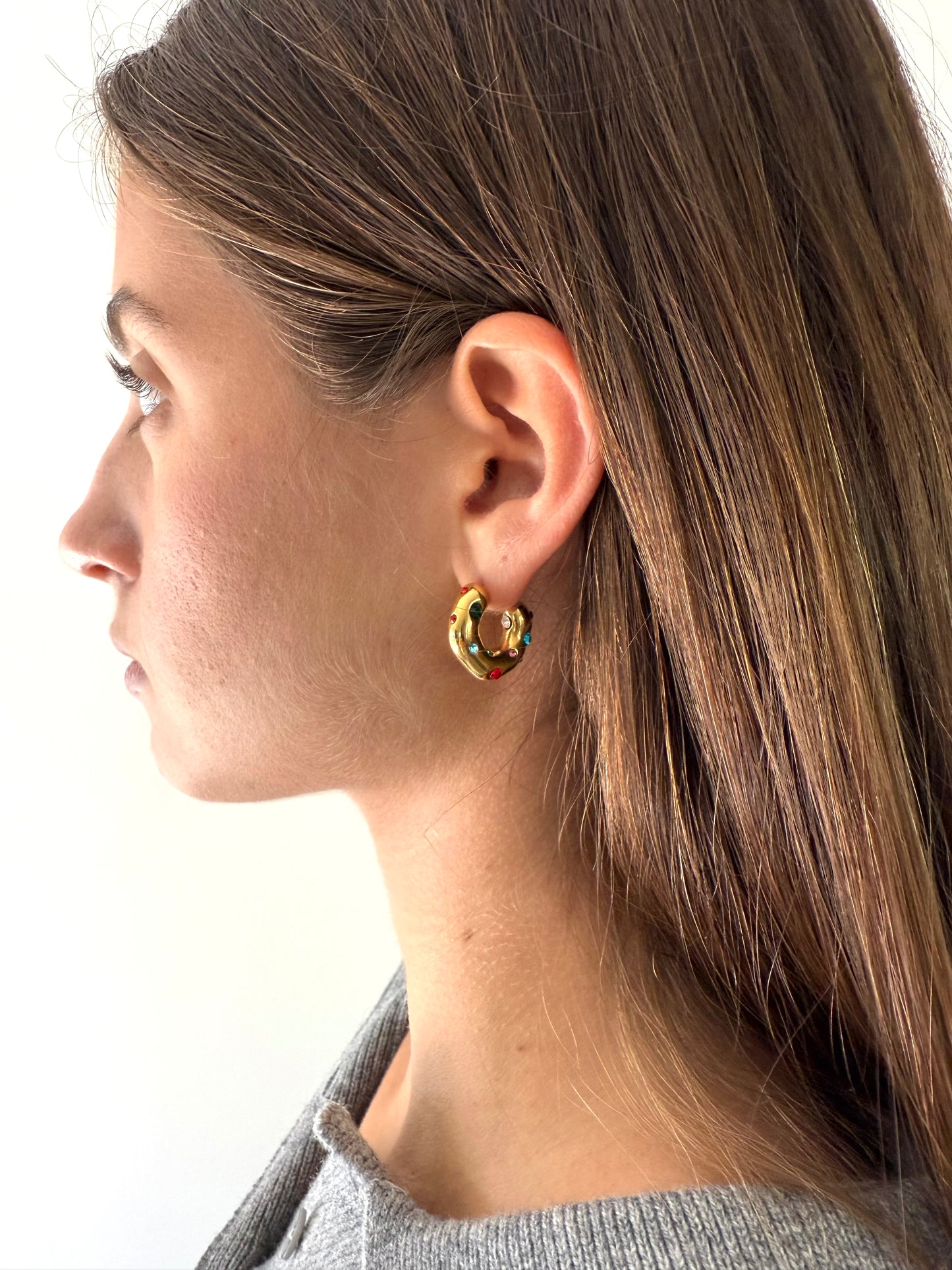 1975 Collection Gold Multicoloured gemstone earrings