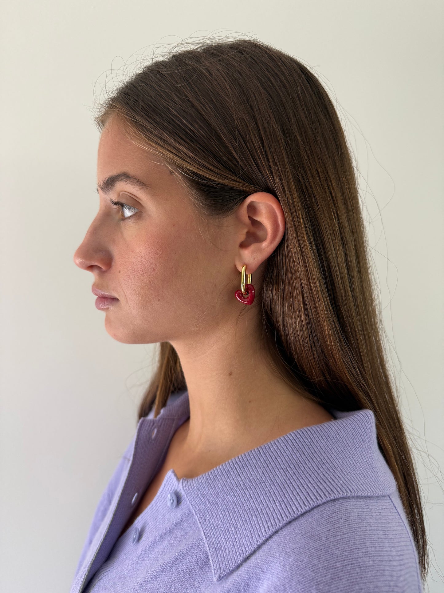 1975 Collection Gold & Enamel Open Heart Hoop Earrings