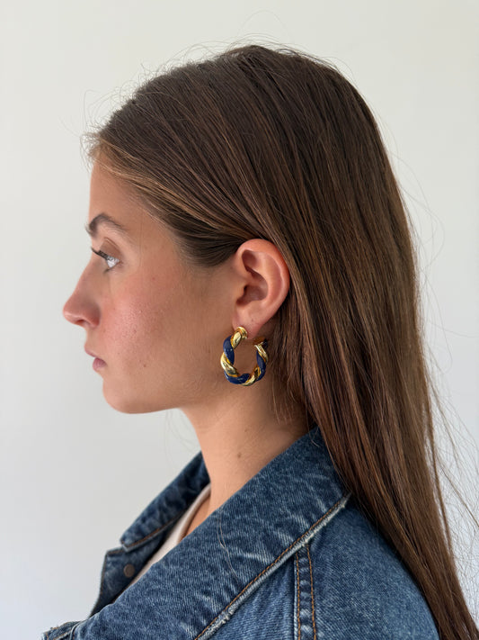 1975 Collection Enamel & Gold Twist Hoops