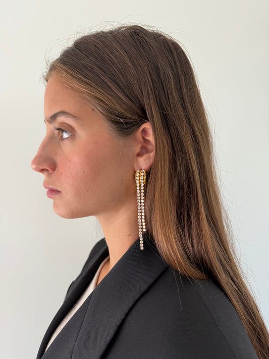 1975 Collection Gold and Crystal Drop Earrings