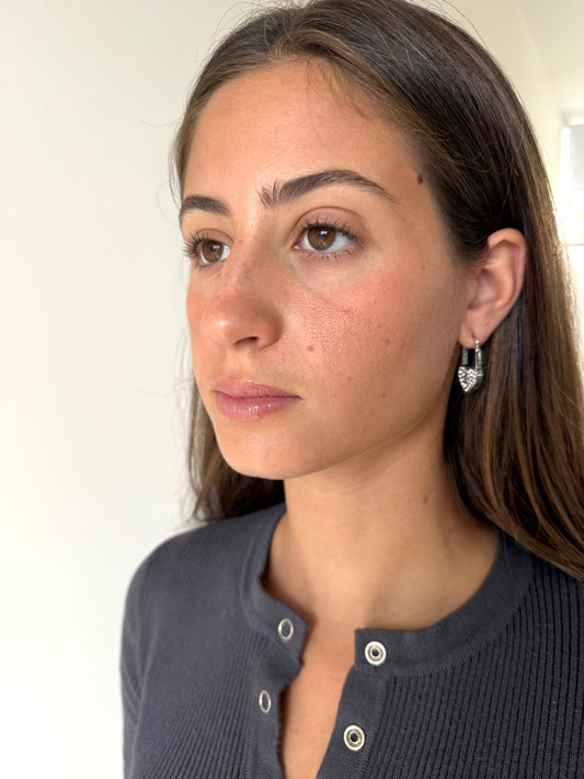 1975 Collection Pavé Heart Lock Earrings