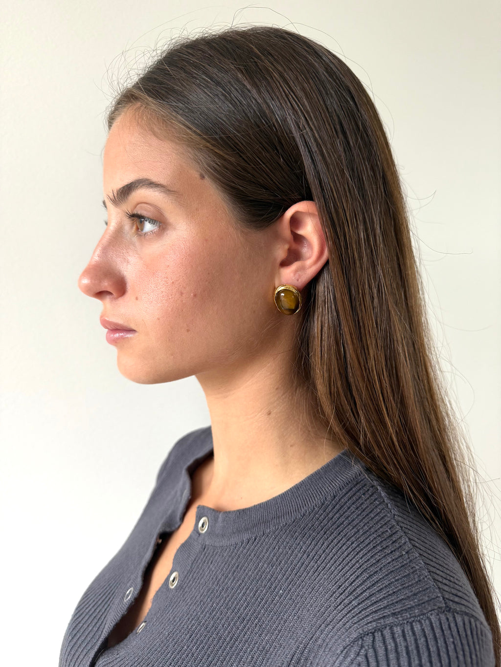 1975 Collection Oval Stone Stud Earrings