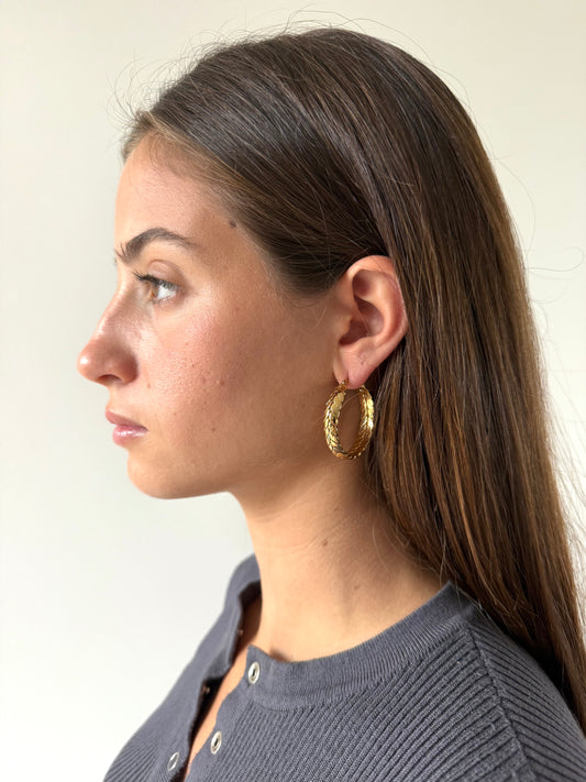 1975 Collection Braided Gold Hoop Earrings