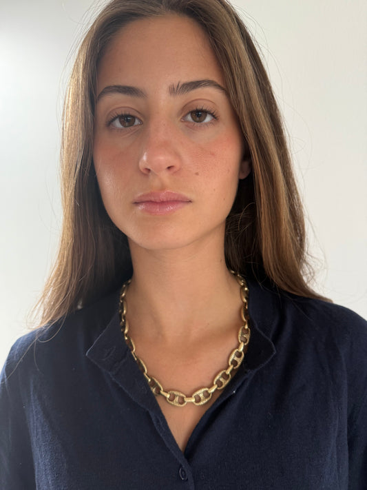 1975 Collection Chunky Mariner Link Necklace in Matte Gold