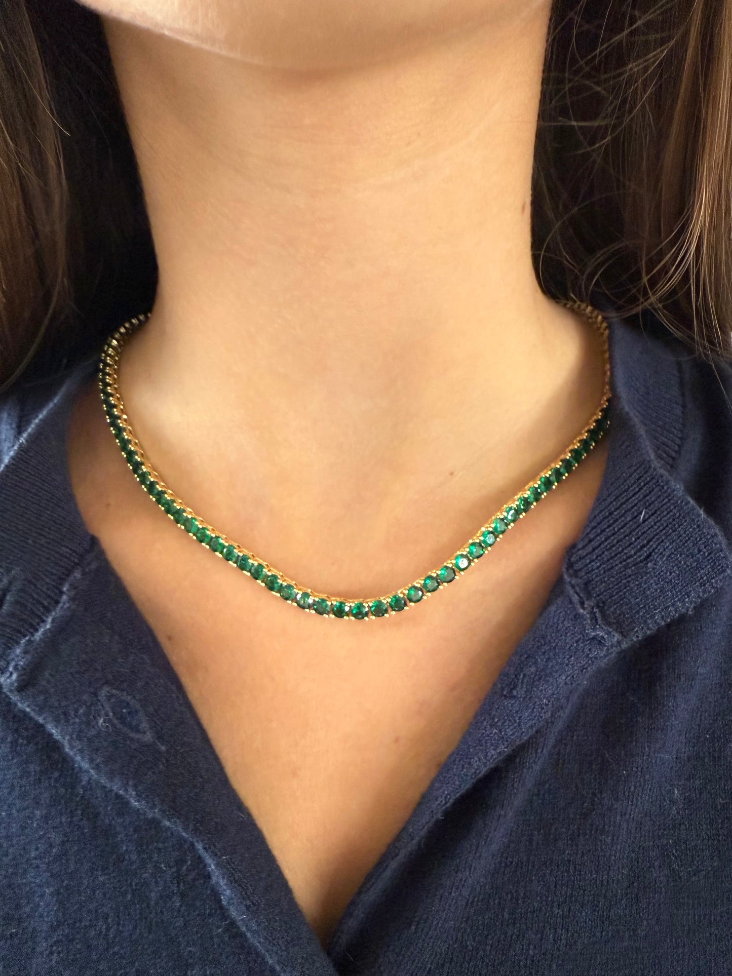 1975 Collection Emerald Green Tennis Necklace