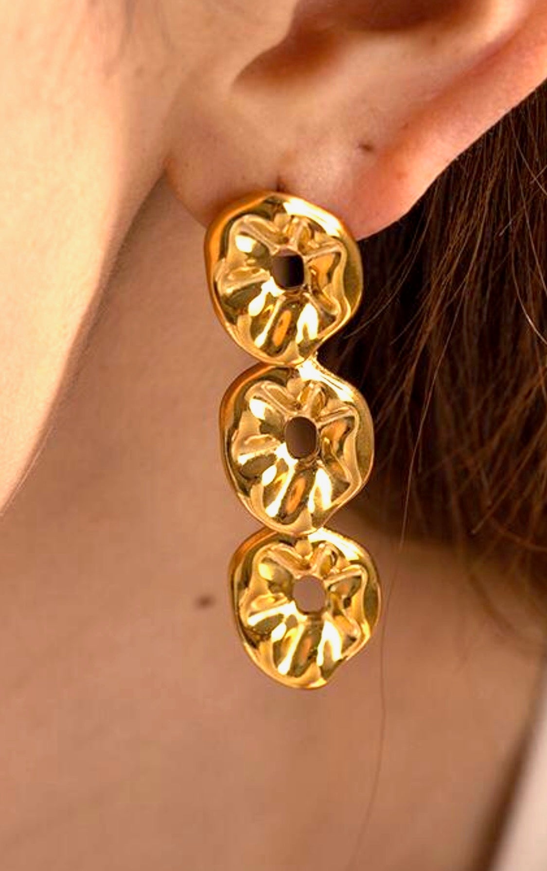 1975 Collection Gold Organic Donut Drop Earrings