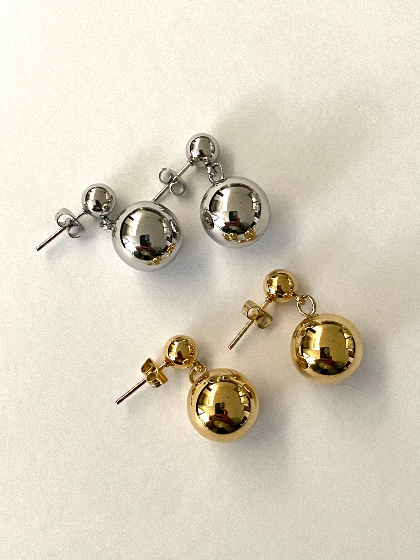 1975 Collection Small Double Sphere Earrings in Gold or Silver