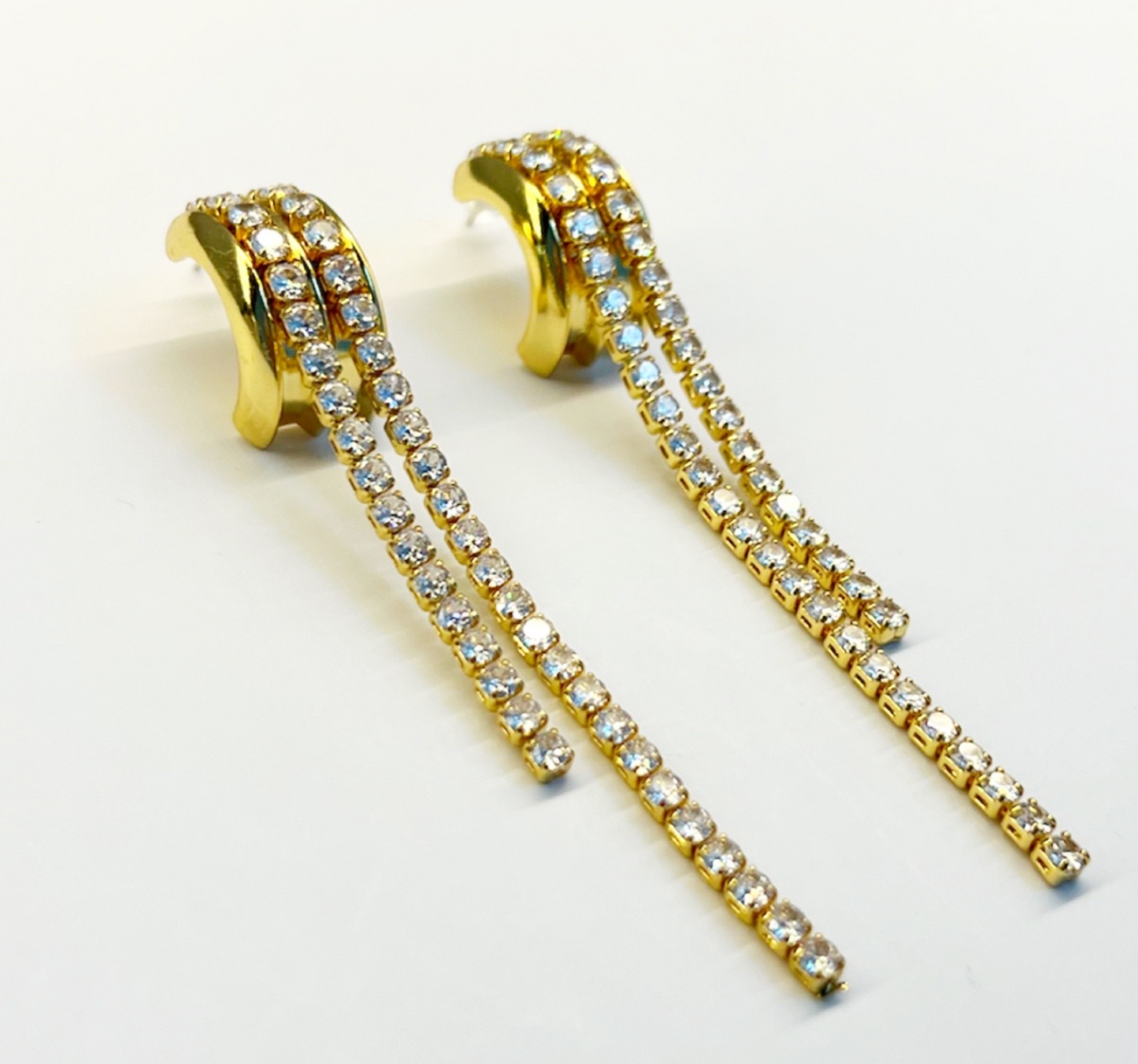 1975 Collection Gold and Crystal Drop Earrings