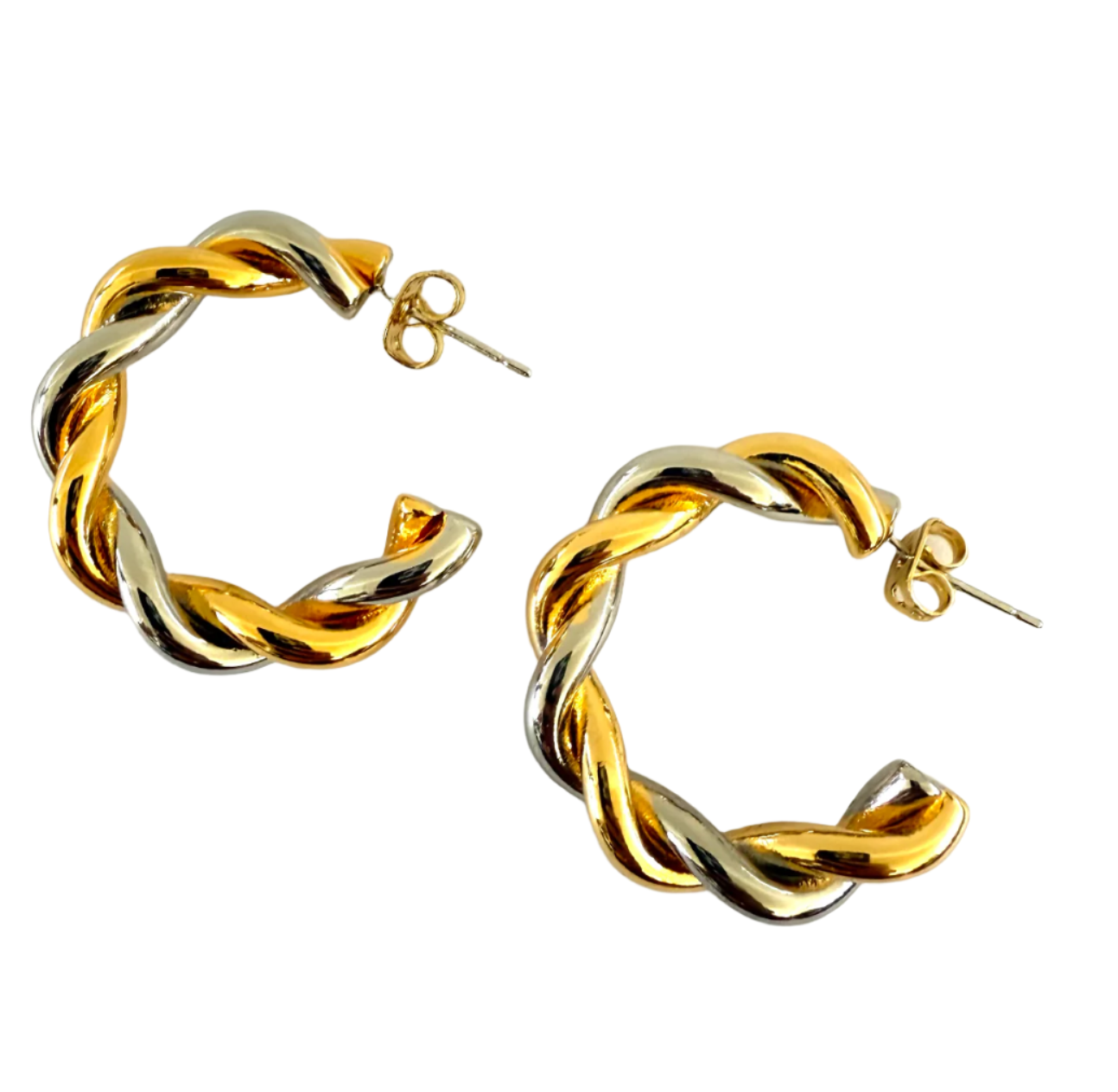 1975 Collection Gold & Silver Twisted Hoops