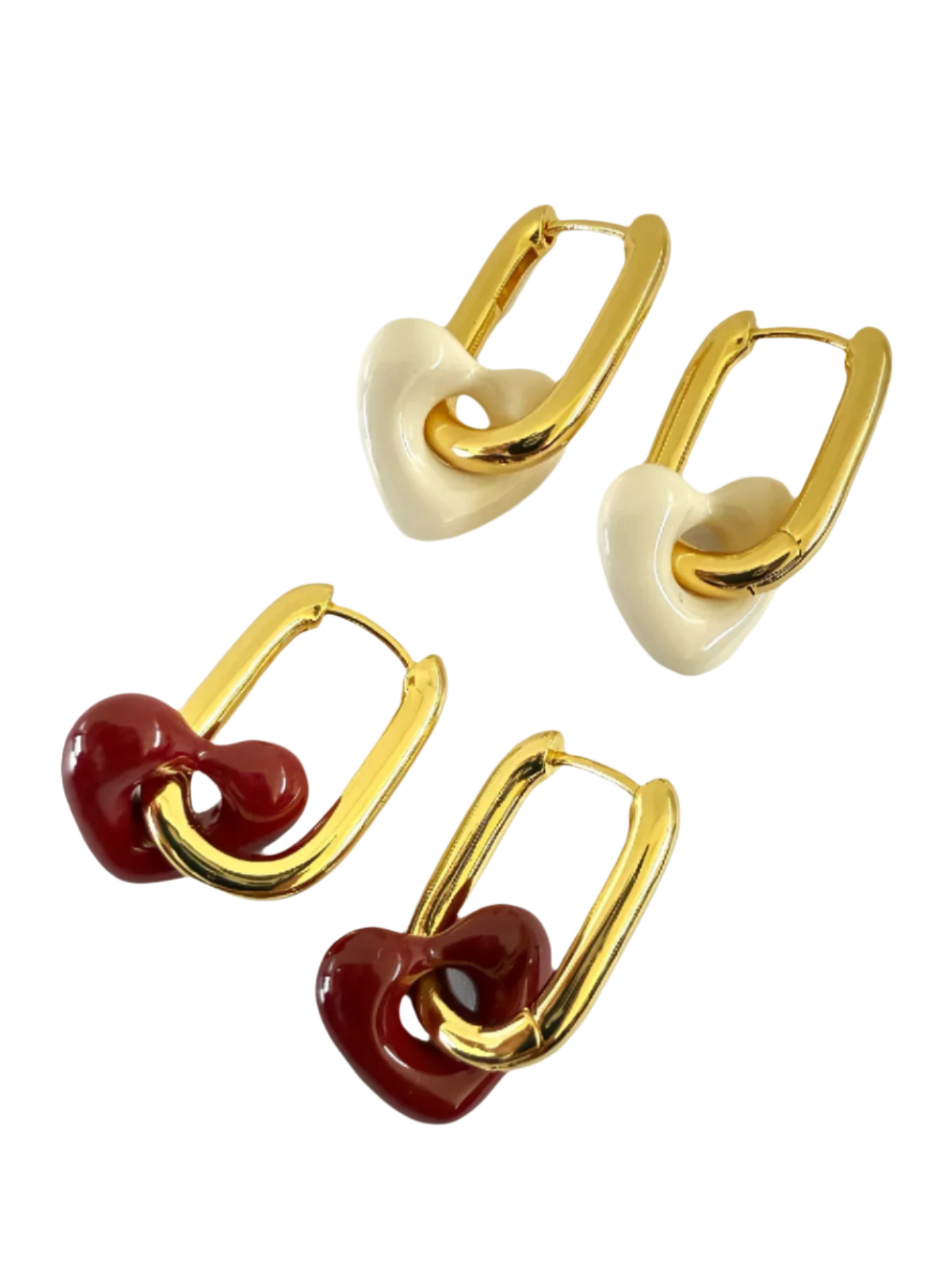 1975 Collection Gold & Enamel Open Heart Hoop Earrings