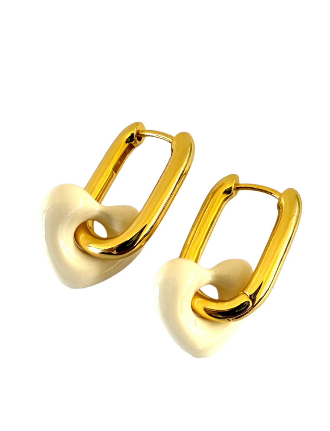 1975 Collection Gold & Enamel Open Heart Hoop Earrings