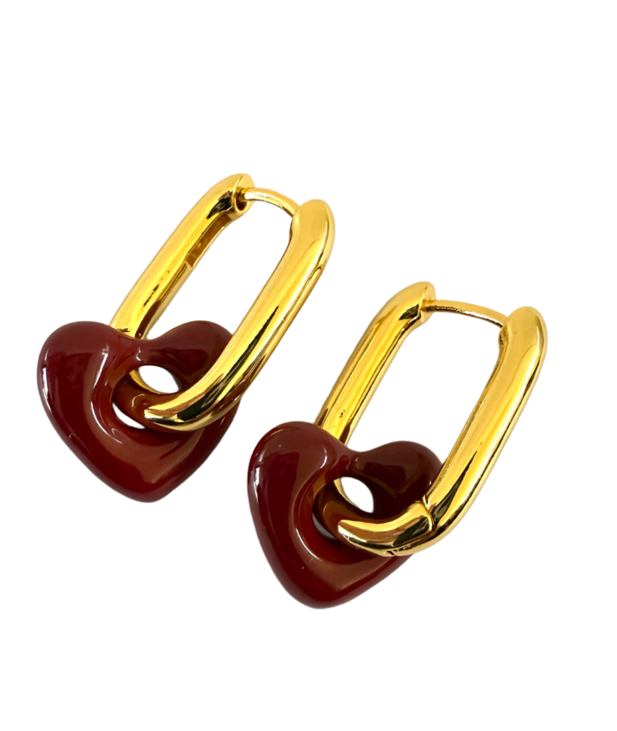 1975 Collection Gold & Enamel Open Heart Hoop Earrings